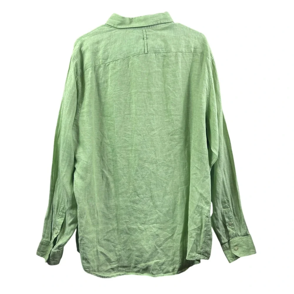 Banana Republic Classic Linen Button Shirt Mens XL Green Long Sleeve